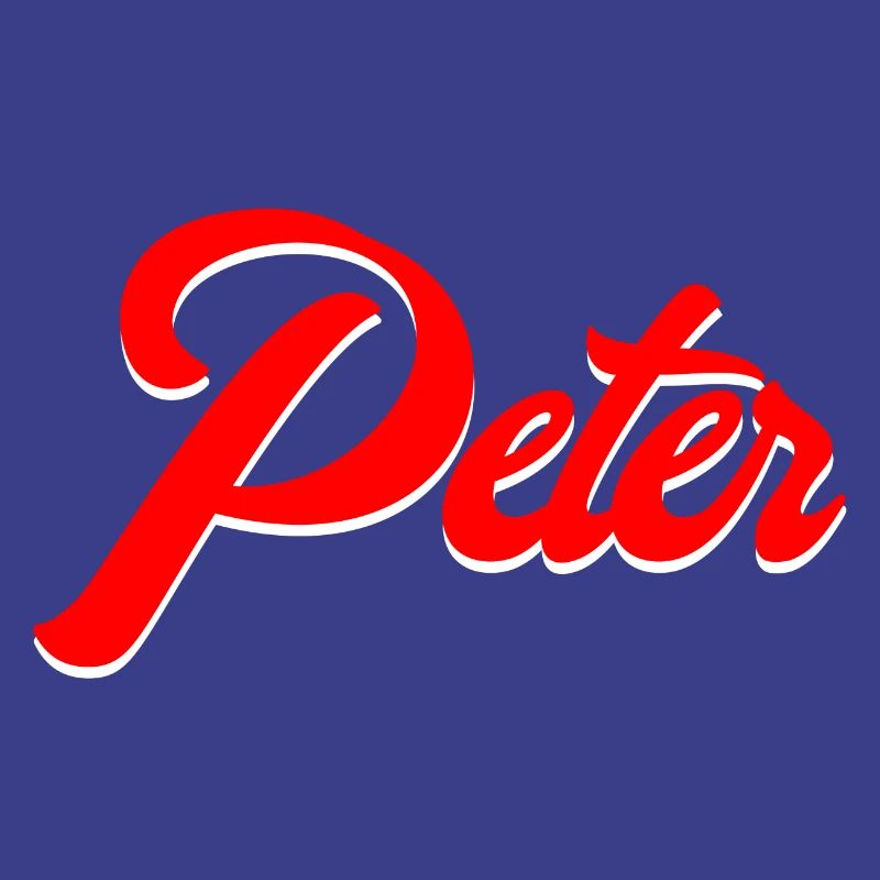 Vintage Red Script Name Peter Design