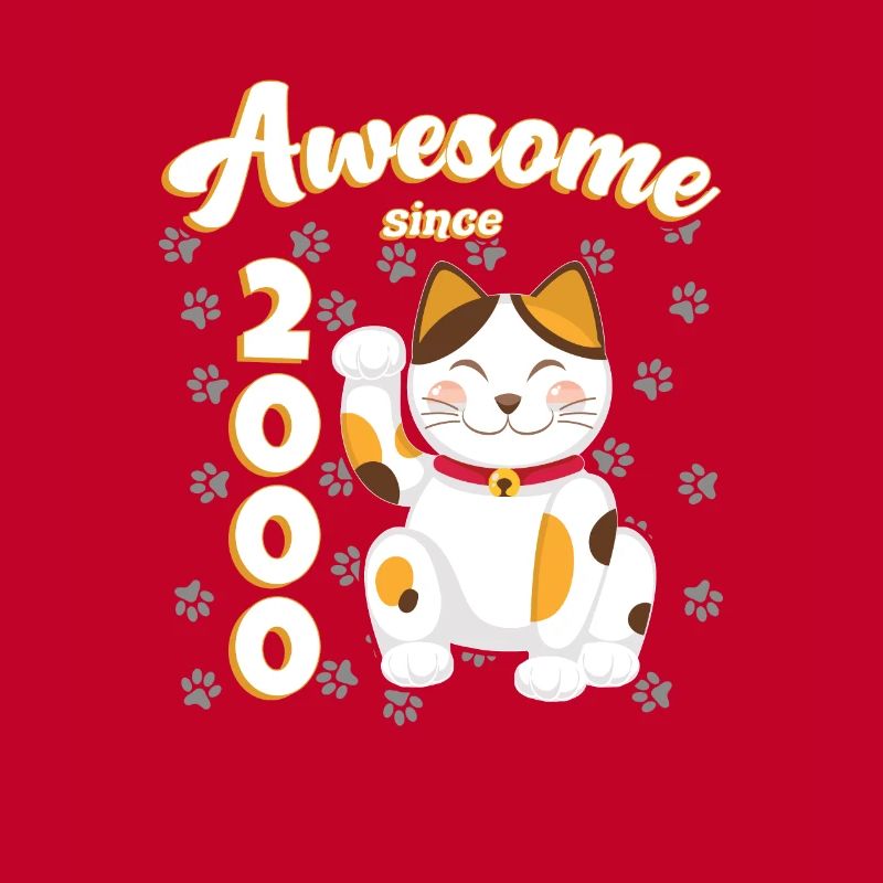 2000 Birthday Awesome since Cat Maneki neko