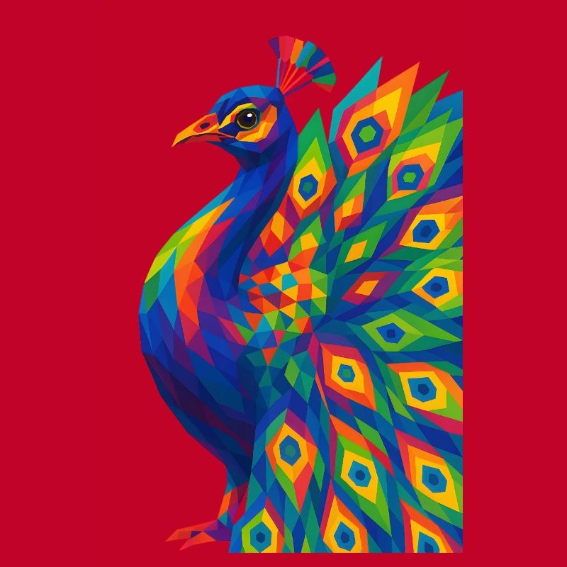 WPAP Polygon Style Animals - Peacock Portrait