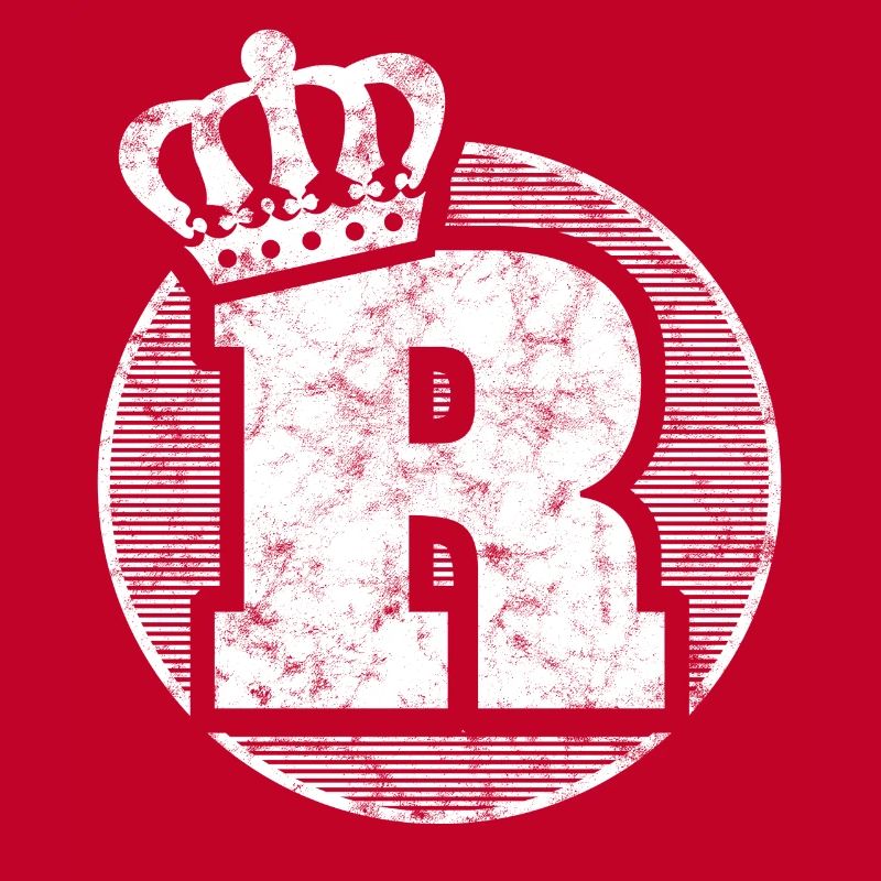 Stylischer Buchstabe R mit Krone