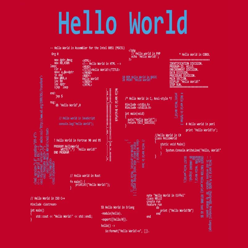 Hello World Programming Languages Programmer Nerd