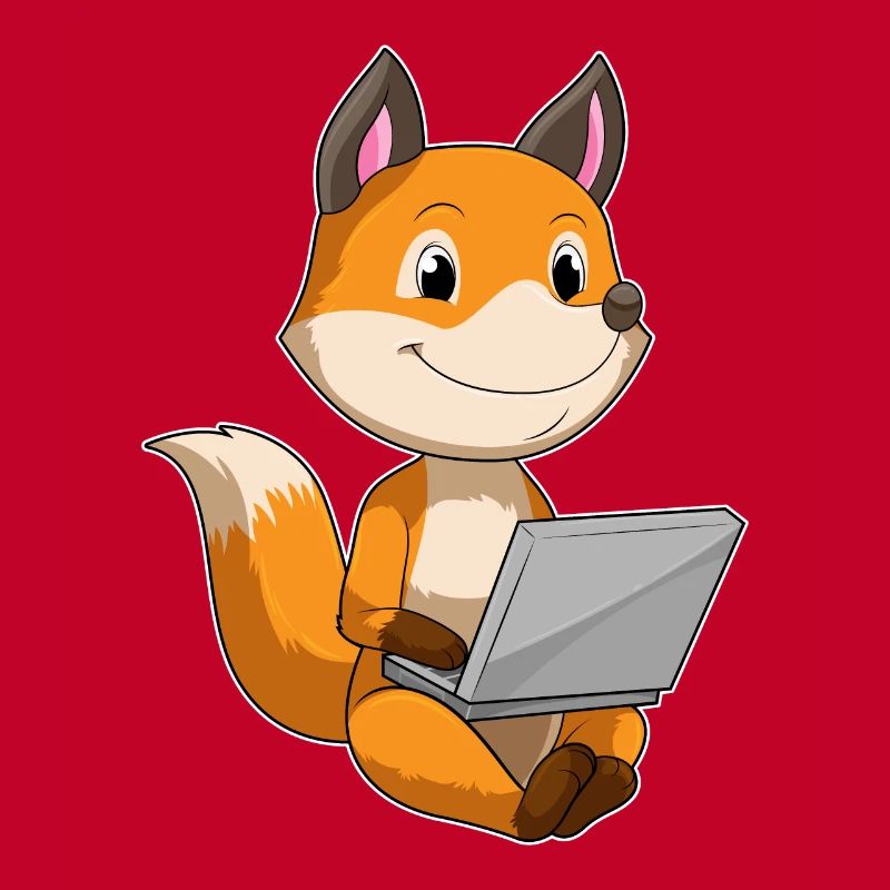 Fuchs avec ordinateur portable