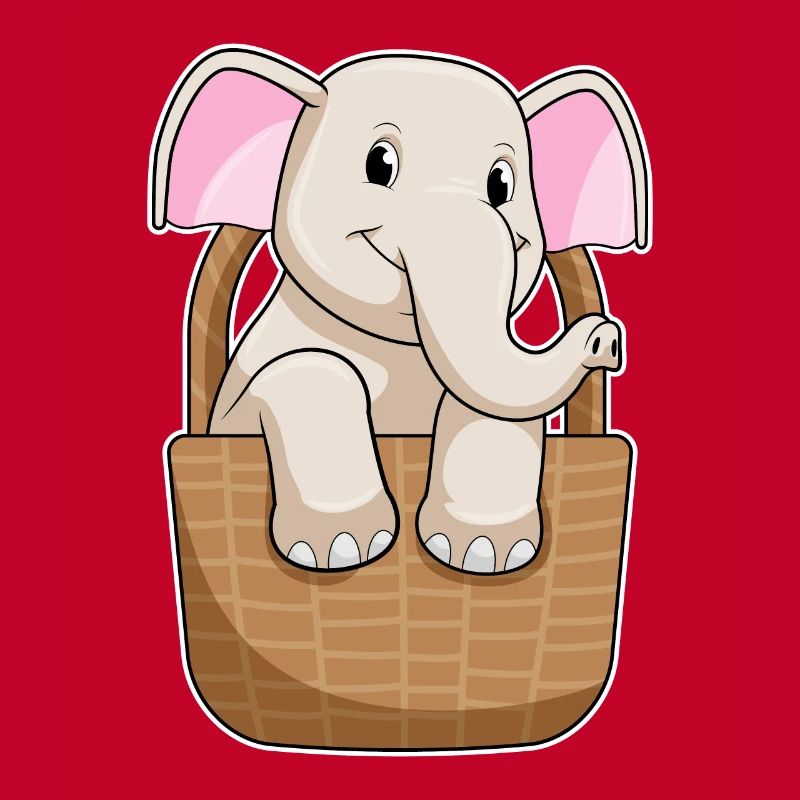Éléphant avec panier
