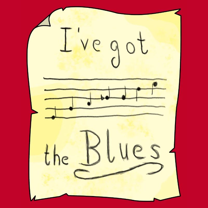 Blues Tonleiter in E auf Papier - hell