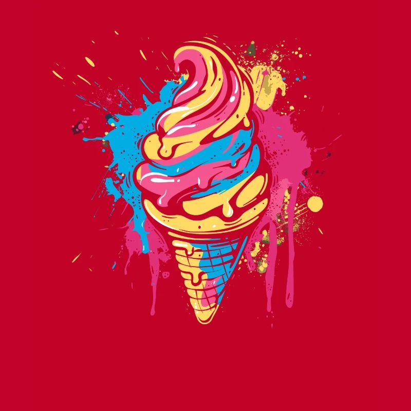 Cornet de crème glacée Éclaboussures de couleur