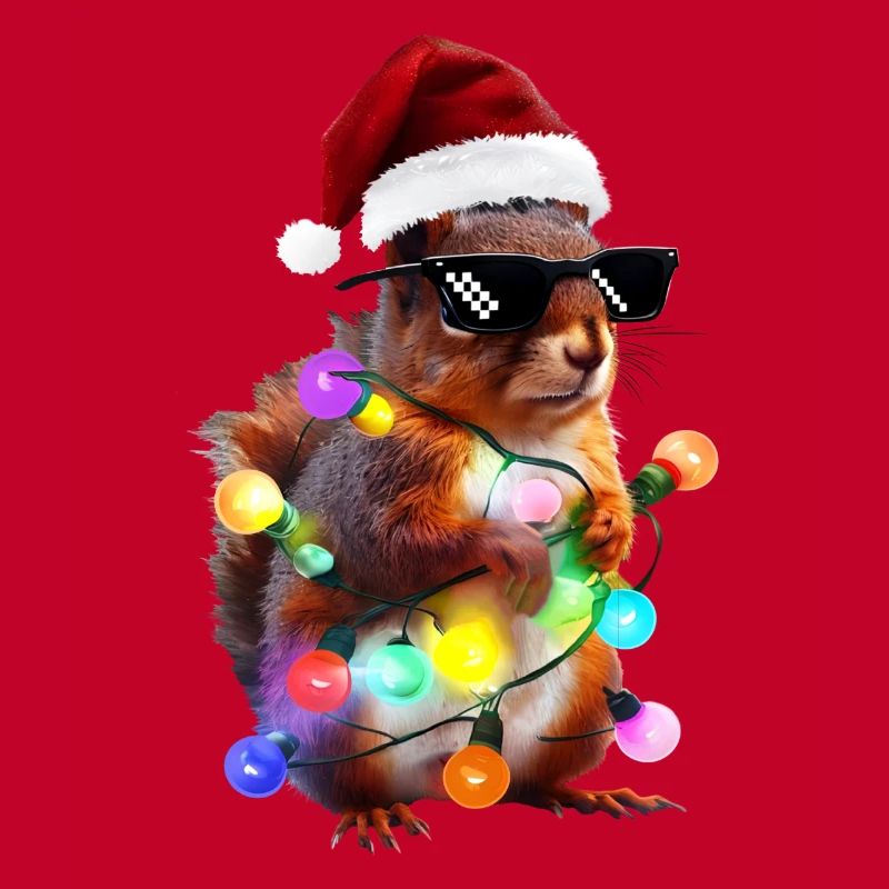 Weihnachts Eichhörnchen mit Lichterkett