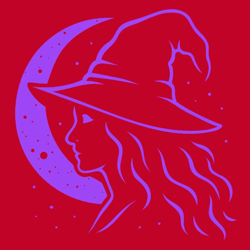 Witch Silhouette Moon Witchcore Motif