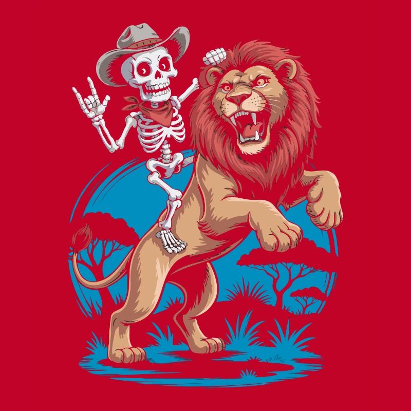 Conception d’aventure de lions et de squelettes