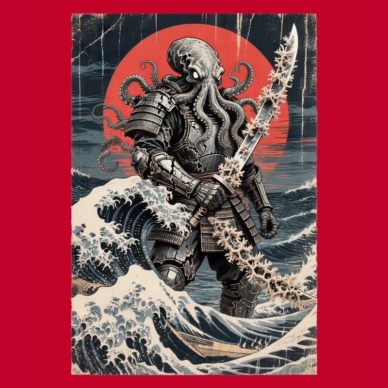 Samurai Octopus Tentacle Monster Japanese Ukiyo-e