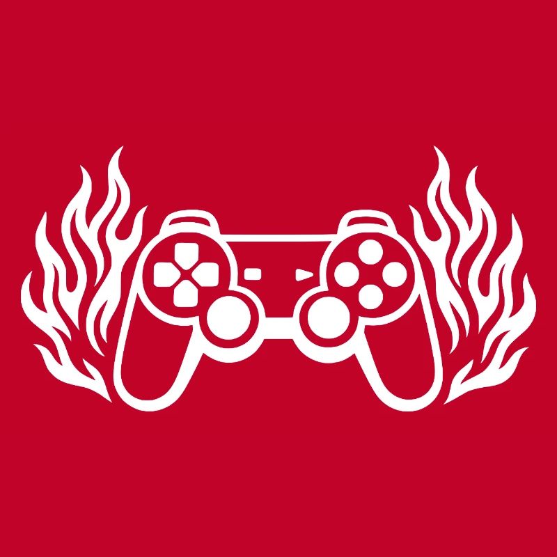 Flames controller, burning gamepad graphics