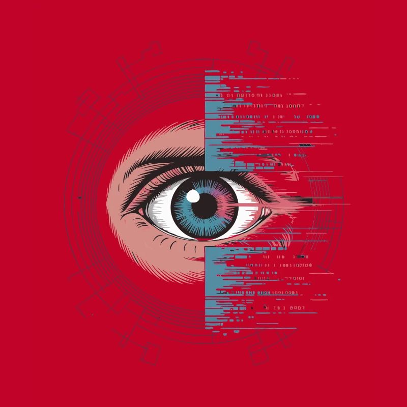 Futuristic eye with glitch effect