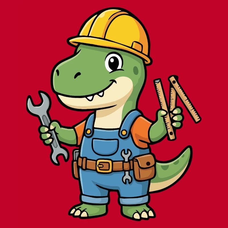 Dino construction worker with tools