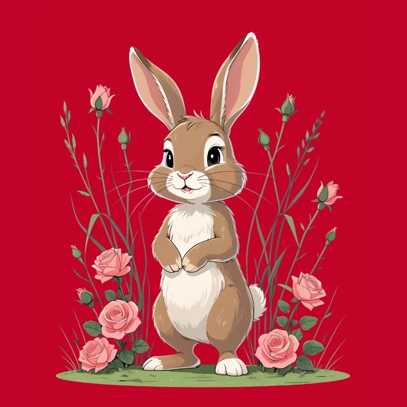 Le lapin dans le jardin de roses