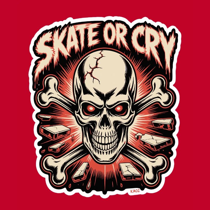 Skate- oder Cry-Skull-Tee-Design