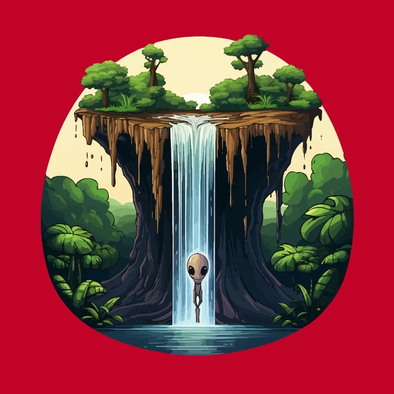 Extraterrestre à la cascade dans la jungle