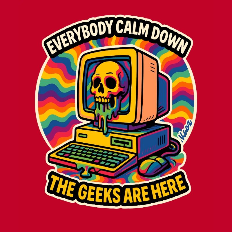 Geeks Are Here Retro Skull Computer