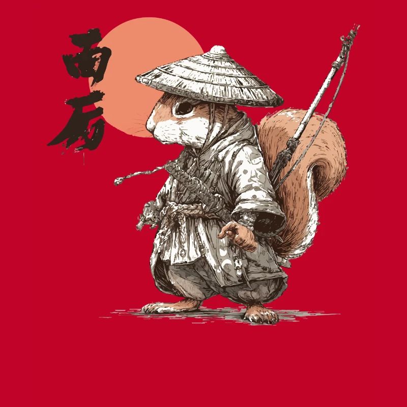 Samurai Squirrel under Red Sun
