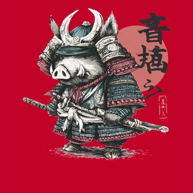 Boar Samurai in Armor Katana