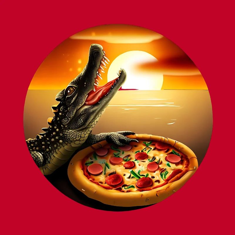Sunset with pizza crocodile