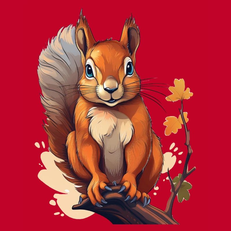A cute squirrel on a branch