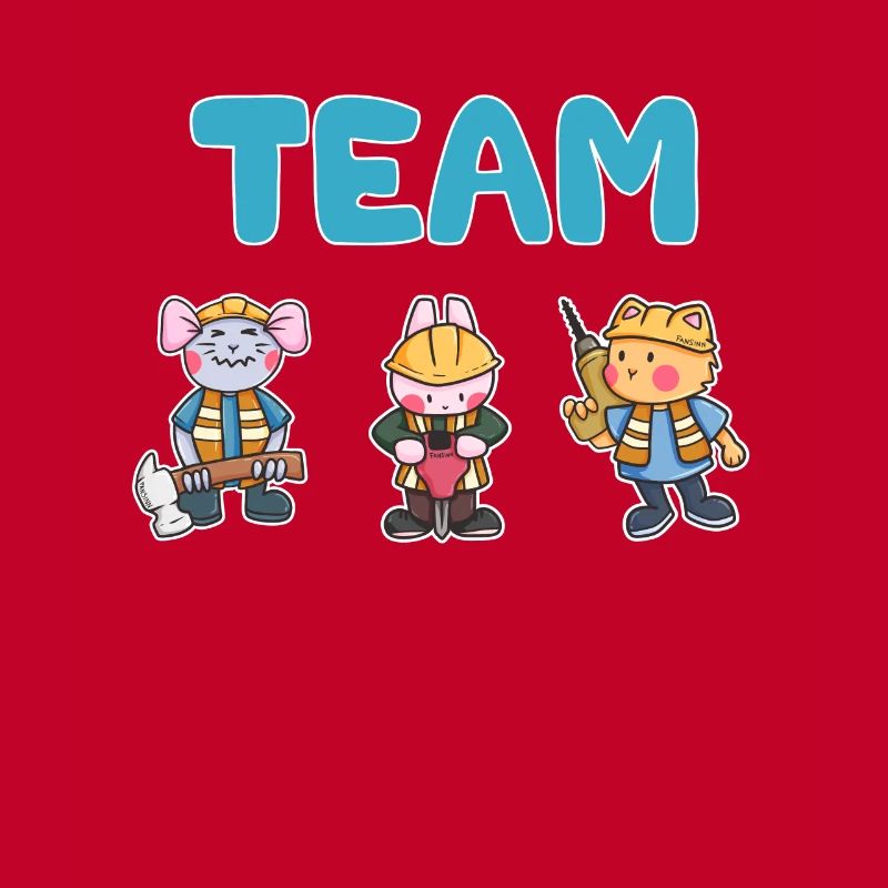 Team construction site worker mouse hare cat gift