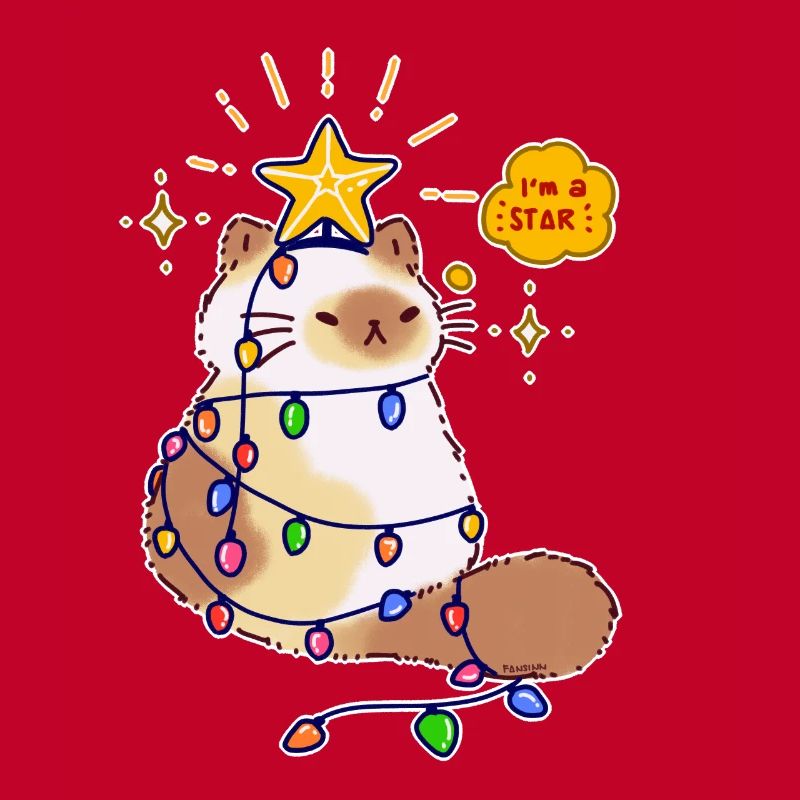 Cat String Light Star Christmas Tree Gift