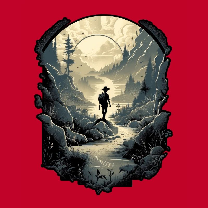 Wilderness Explorer, Man silhouette on forest