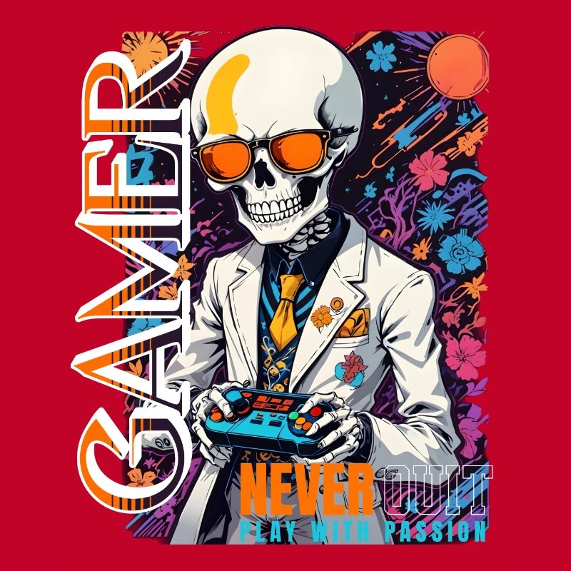Retro Gamer Skeleton avec manette Jeux de console
