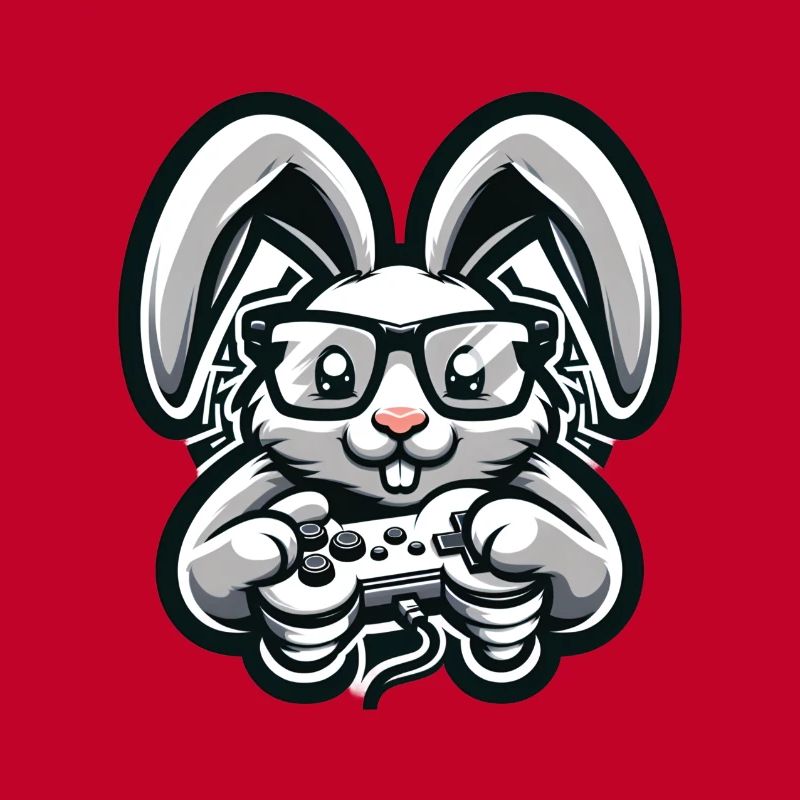 Gaming Hase Mit Controller Im Retro-Stil