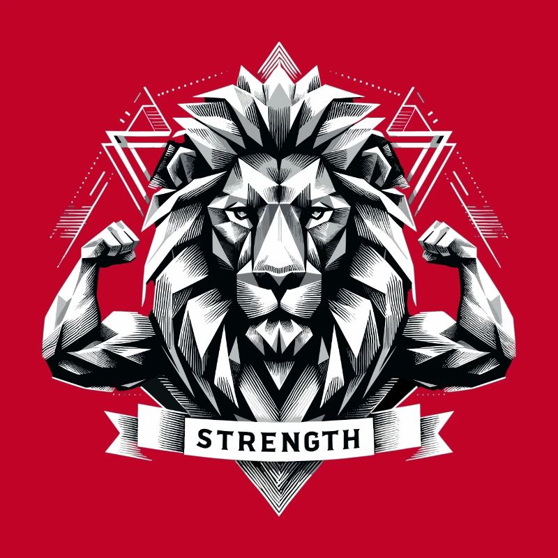Lion Lion Head Geometric Geometry Strength