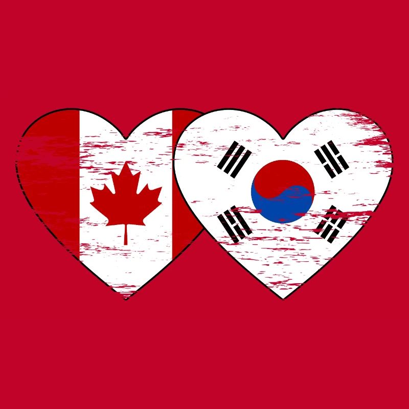 Canada Corée du Sud Drapeau Coeur Utilisé