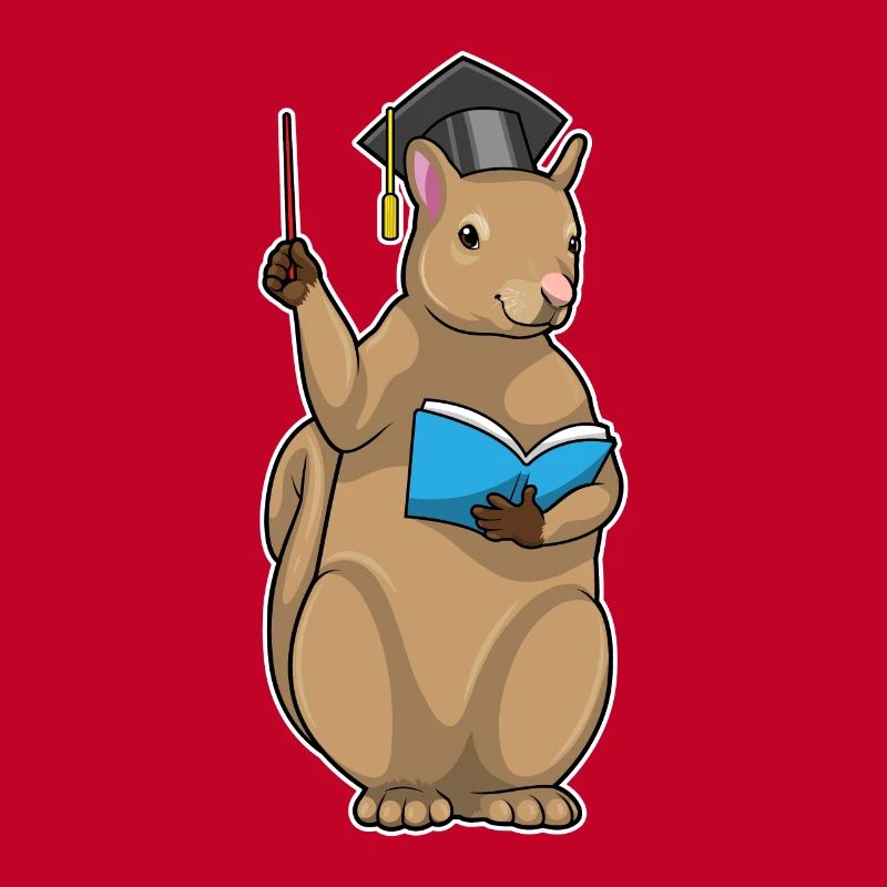 Eichhörnchen als Lehrer mit Buch