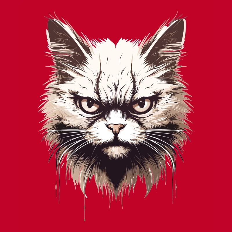 Chat agacé Chat Face Evil House Chat