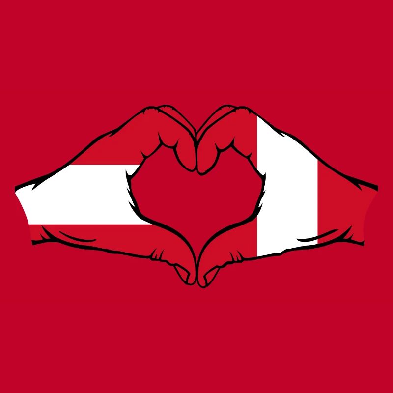Austria Peru Flag Hands Heart Shape