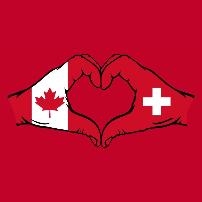 Canada Suisse Drapeau Aiguilles Forme Coeur