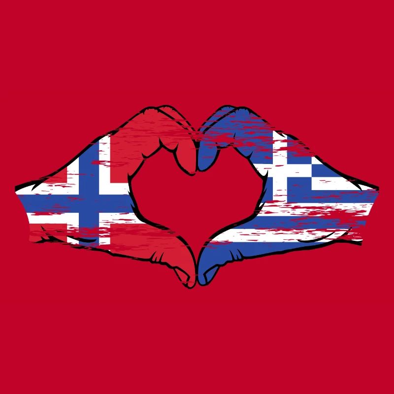 Norvège Grèce Drapeau Mains Coeur Utilisé