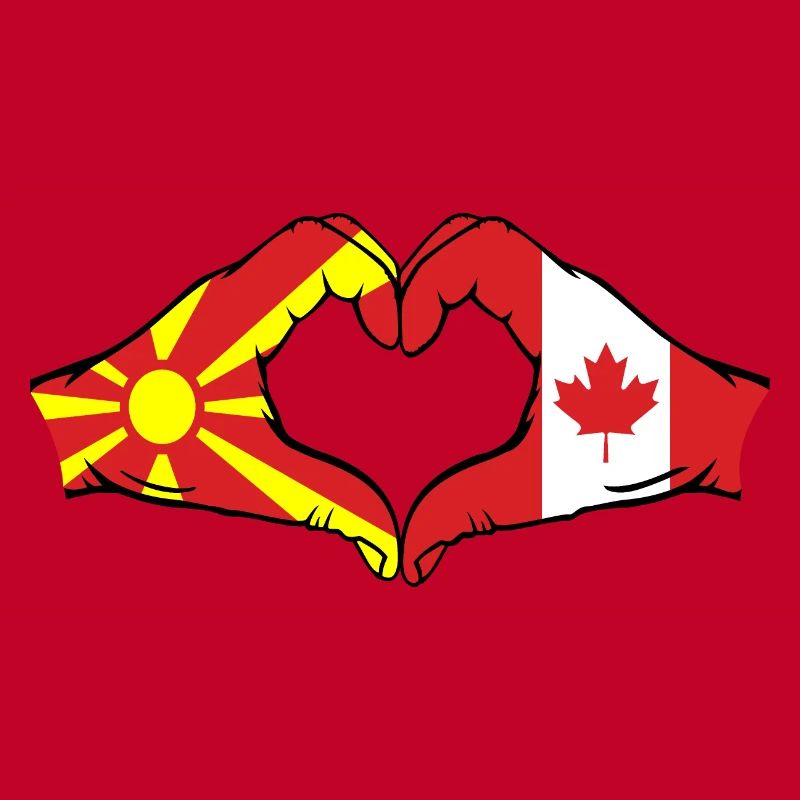 Macédoine Canada Drapeau Mains Coeur Forme