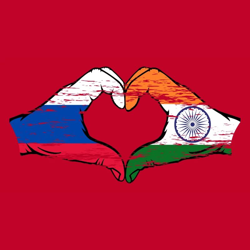 Russie Inde mains forme de coeur utilisé