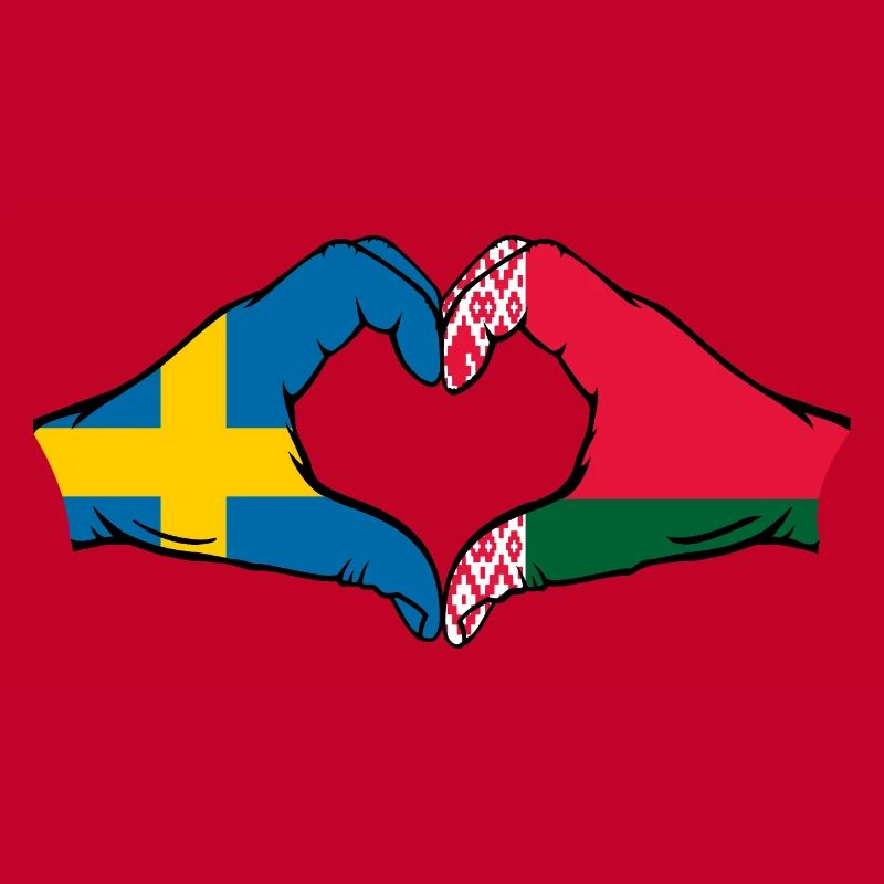 Sweden Belarus Flag Hands Heart Shape