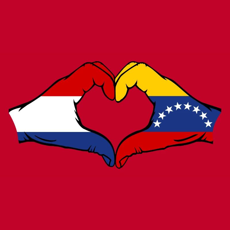 Drapeau Hollande Venezuela mains forme de coeur