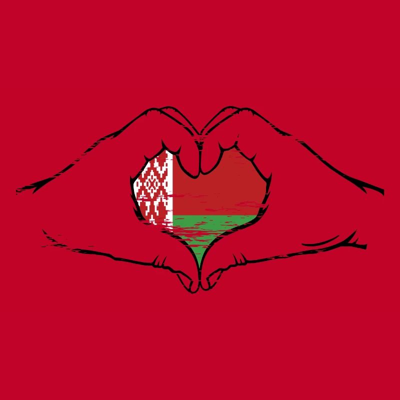 Drapeau de la Biélorussie mains forme de coeur utilisé