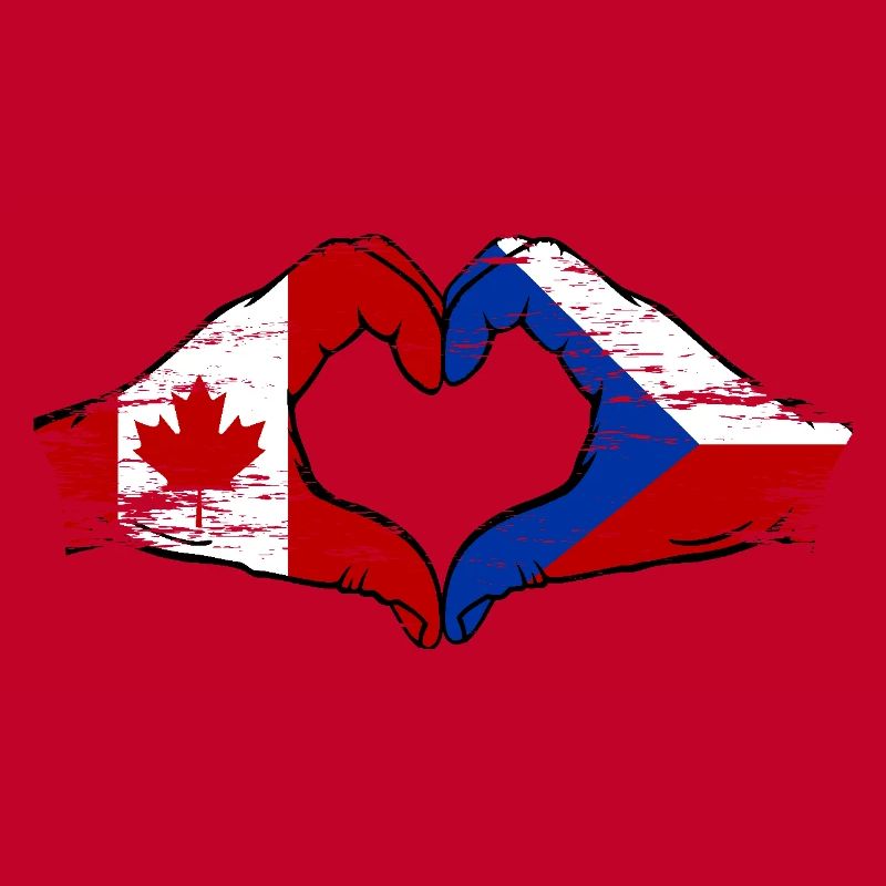 Canada République tchèque drapeau mains forme de coeur utilisé