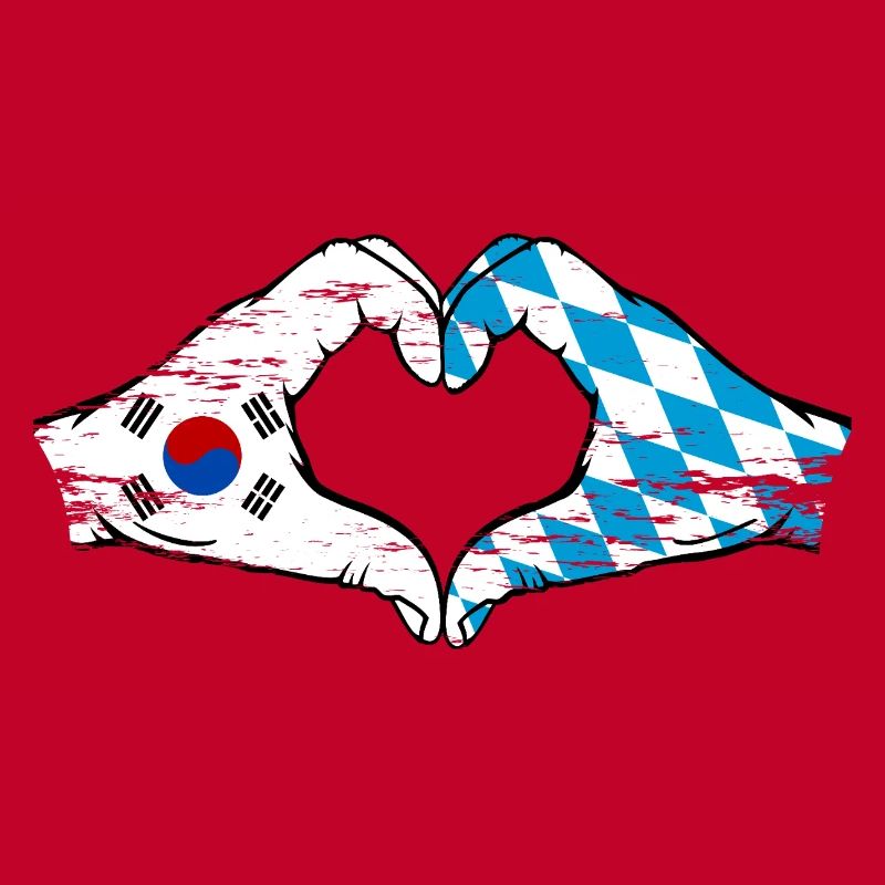 Corée du Sud Bavière Drapeau Mains Coeur Forme Utilisé