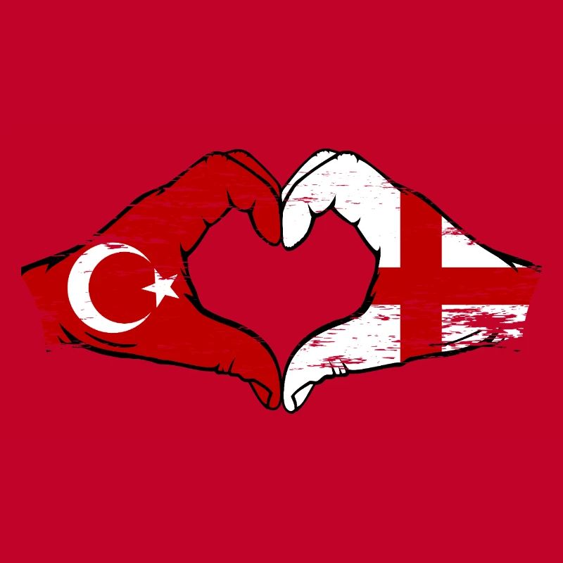 Turquie Angleterre Drapeau Mains Coeur Forme Utilisé