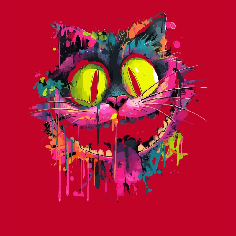 Colorful Psychedelic Cheshire Cat Street Art Style