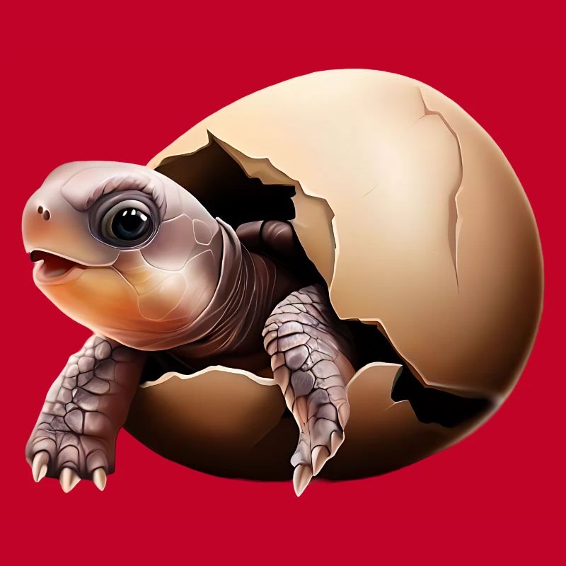 Turtle hatches from the egg