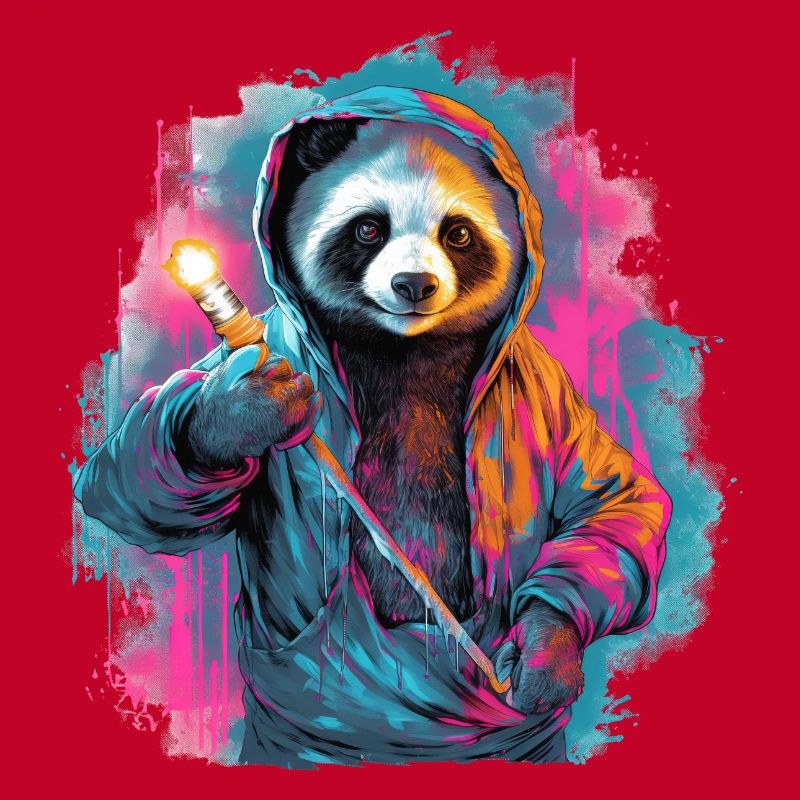 Panda mit Fackel