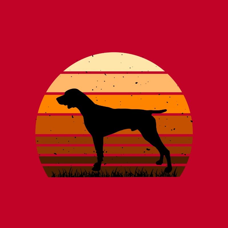 German Shorthaired Pointer Dog Silhouette Retro