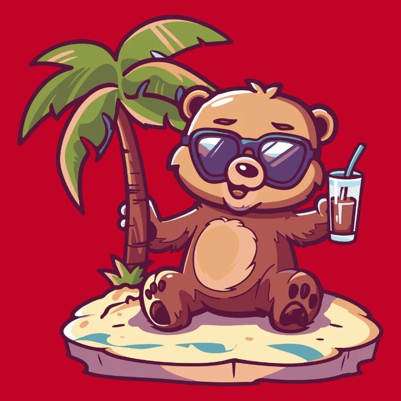 Bär Sommer Strand Comic