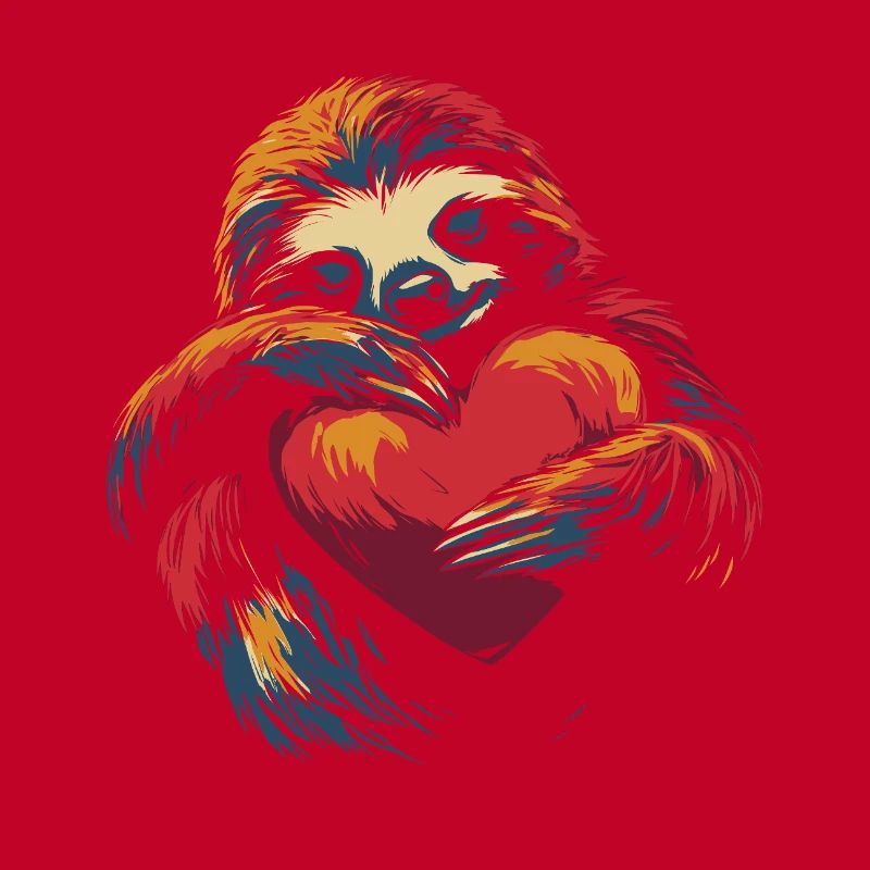 Sloth hugging heart